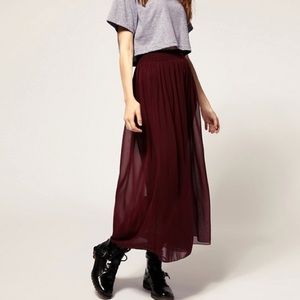 American Apparel Chiffon Maxi Skirt Burgundy